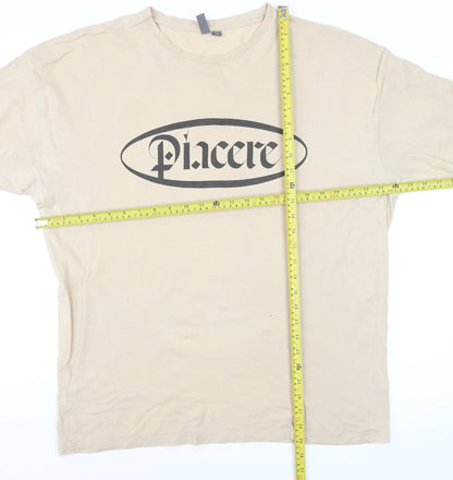 ASOS Men's Beige Graphic Print Cotton T-Shirt Size M