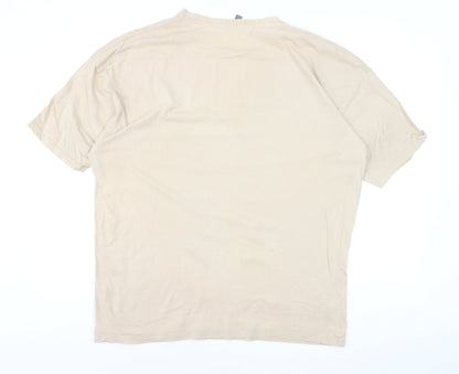 ASOS Men's Beige Graphic Print Cotton T-Shirt Size M