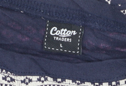 Cotton Traders Men's Blue Fair Isle Long Sleeve Cotton Top L