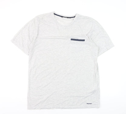 Rohan Men's Grey Striped Crew Neck Short Sleeve T-Shirt Size M
