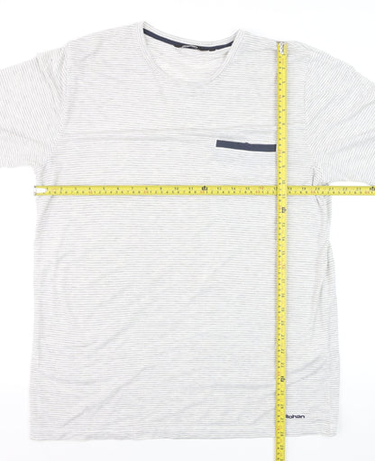 Rohan Men's Grey Striped Crew Neck Short Sleeve T-Shirt Size M