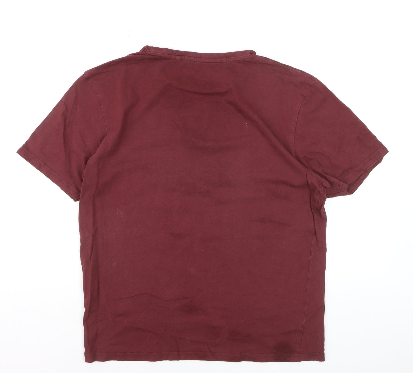 Farah Men's Red Crew Neck Cotton T-Shirt XL Regular Fit