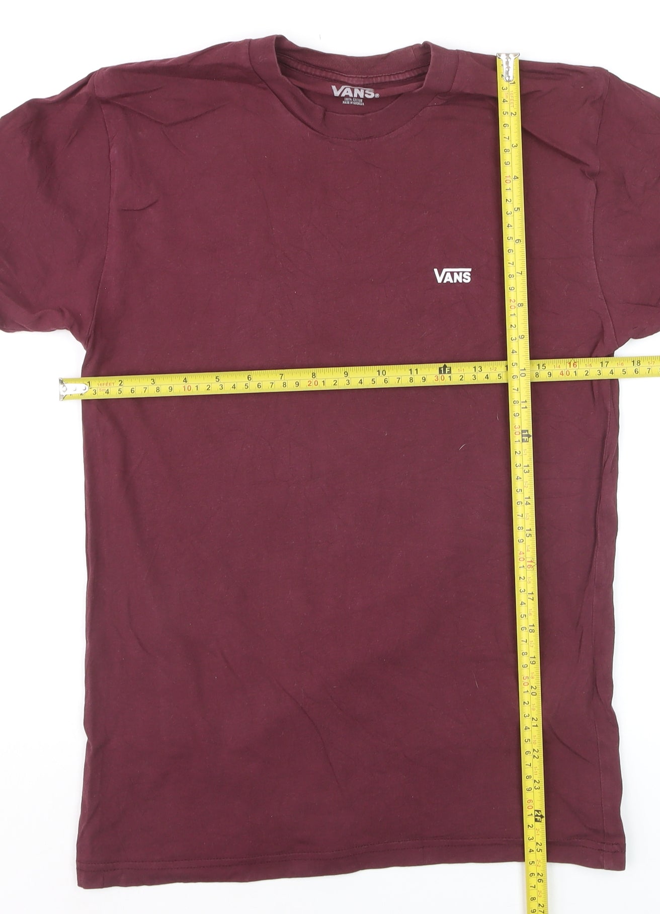 Vans Men's Red Classic Fit Cotton Crew Neck T-Shirt Size S