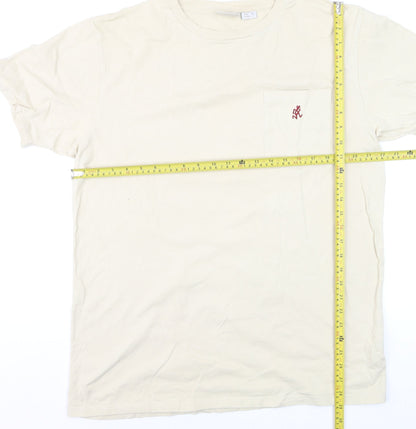 Gramicci Men Beige Cotton Crew Neck Short Sleeve T-Shirt L