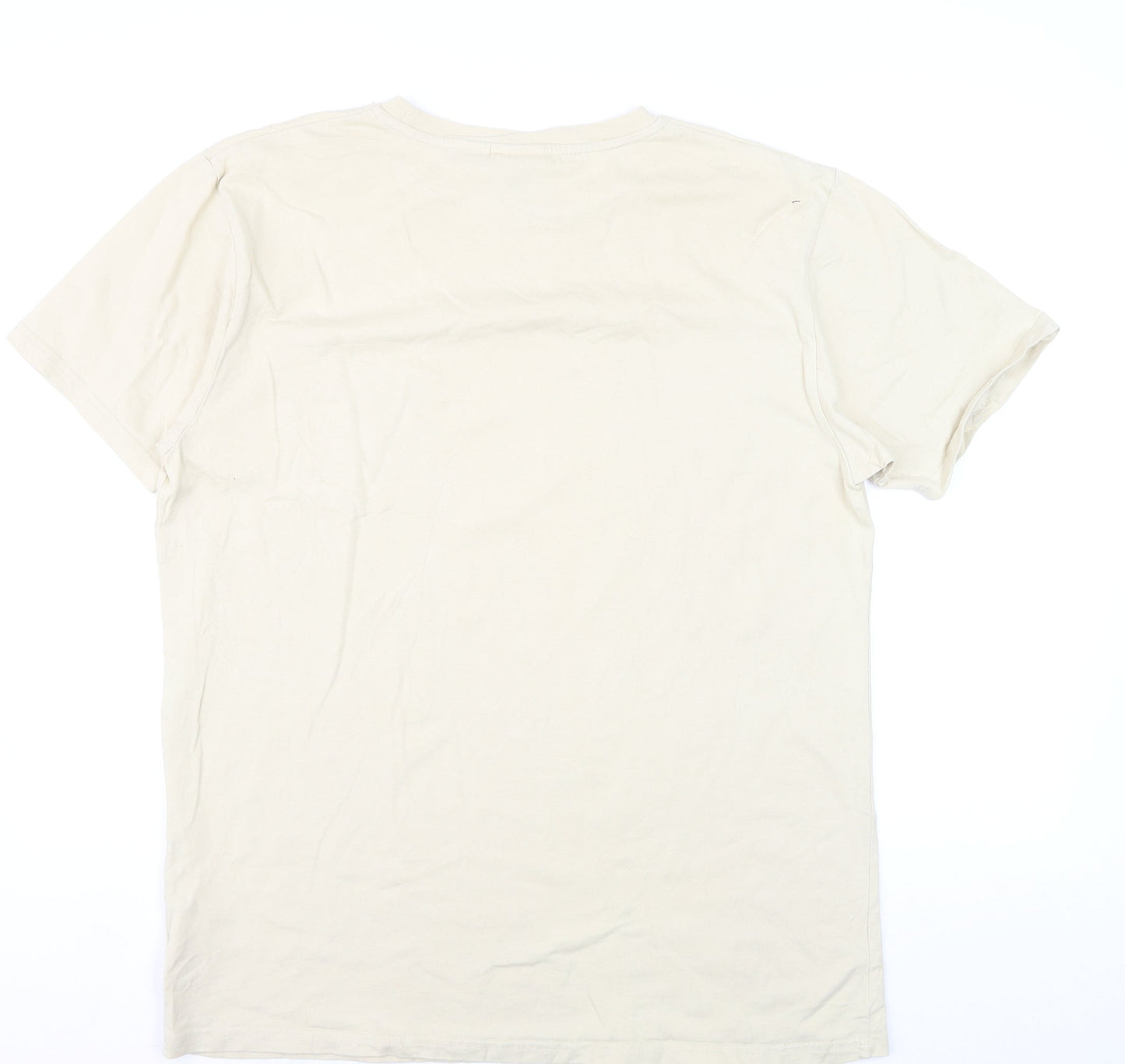 Gramicci Men Beige Cotton Crew Neck Short Sleeve T-Shirt L