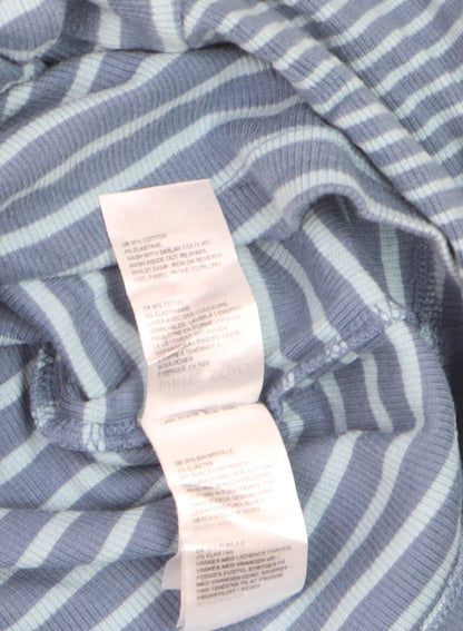 White Stuff Women’s Blue Striped Long Sleeve V-Neck Cotton T-Shirt Size 10