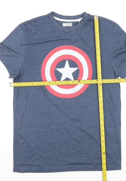 Marvel Men’s Blue Captain America Graphic T-Shirt Size M