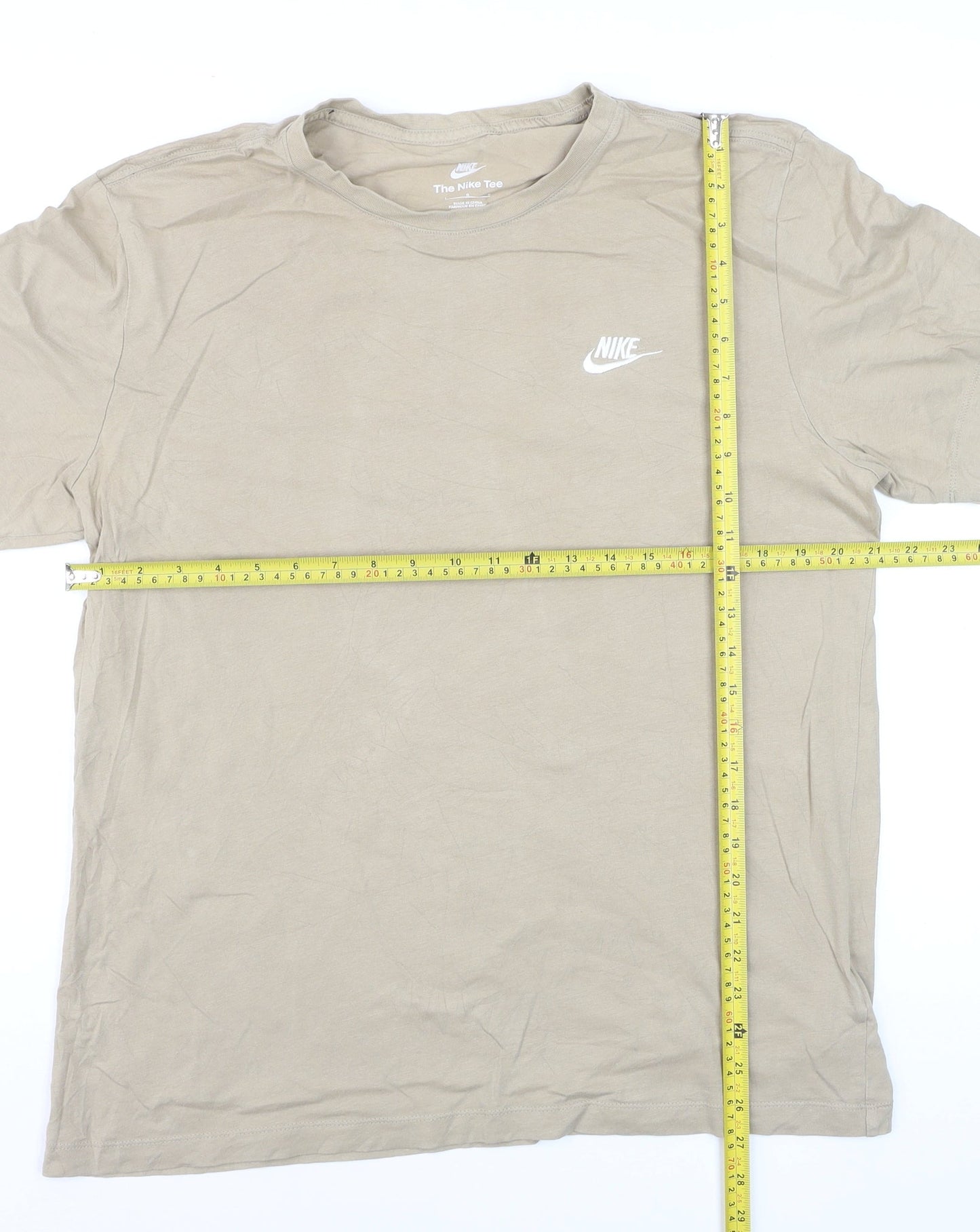 Nike Men's Beige Cotton Crew Neck Short Sleeve T-Shirt Size L