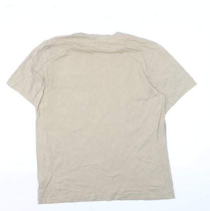Nike Men's Beige Cotton Crew Neck Short Sleeve T-Shirt Size L