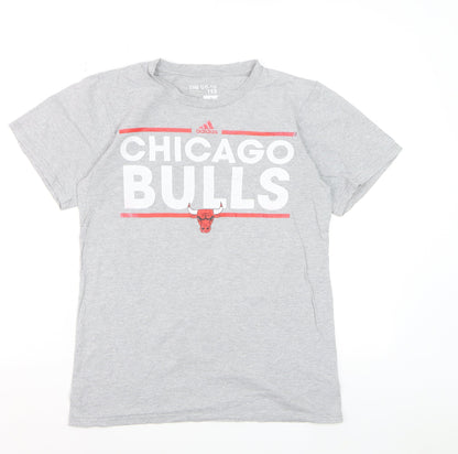 adidas Mens Grey Chicago Bulls Short Sleeve Graphic T-Shirt S