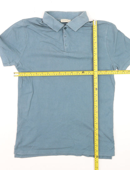 Calvin Klein Jeans Men's Blue Slim Fit Cotton Polo Shirt Size S