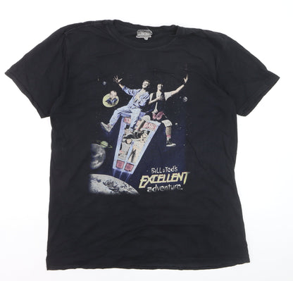 Gildan Men's Bill & Ted's Excellent Adventure Black Graphic T-Shirt Size L