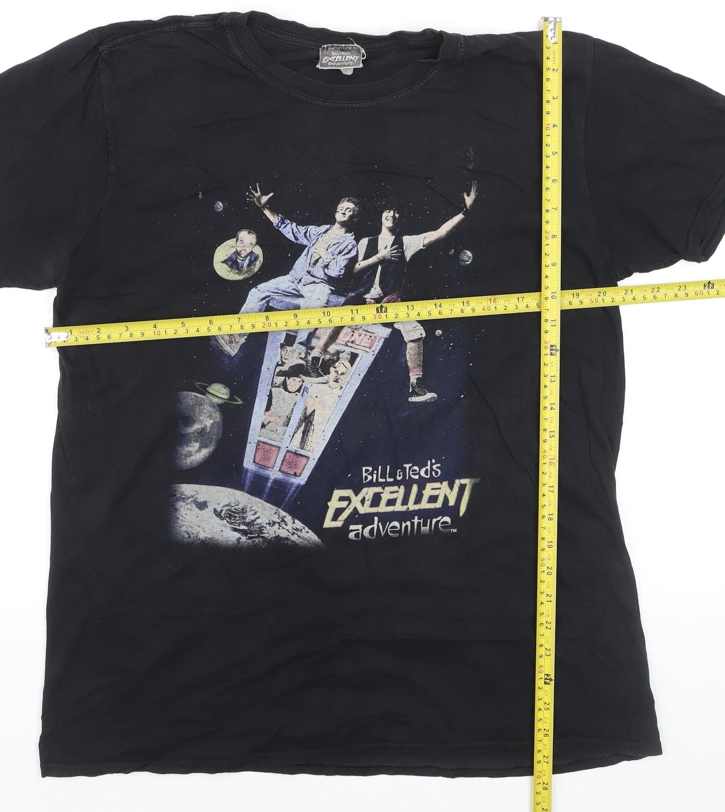 Gildan Men's Bill & Ted's Excellent Adventure Black Graphic T-Shirt Size L