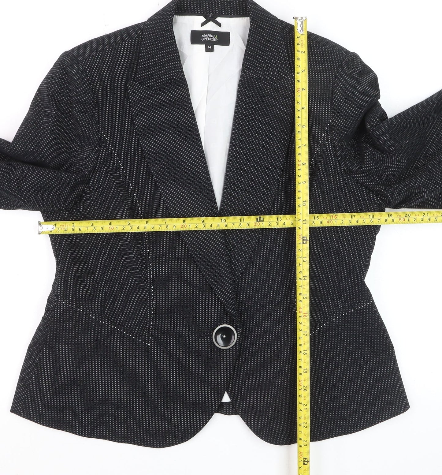 Marks and Spencer Women's Black Size 16 Single-Breasted Blazer