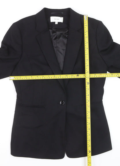 Reiss Womens Black Wool Blend Single-Breasted Blazer UK 12