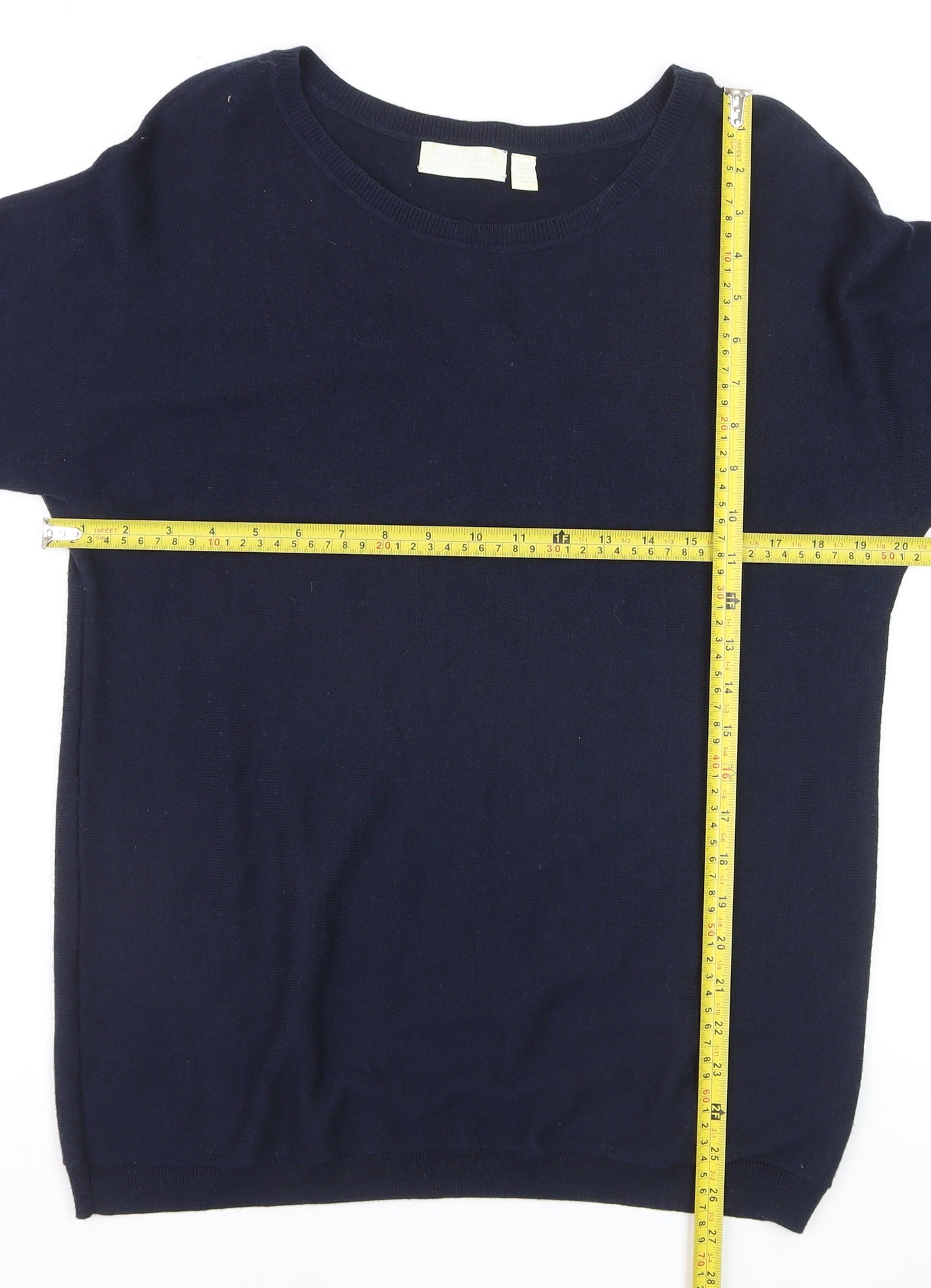 The White Company Women Blue Size 14 Crew Neck Wool Blend Jumper