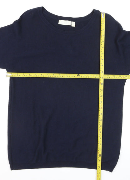 The White Company Women Blue Size 14 Crew Neck Wool Blend Jumper