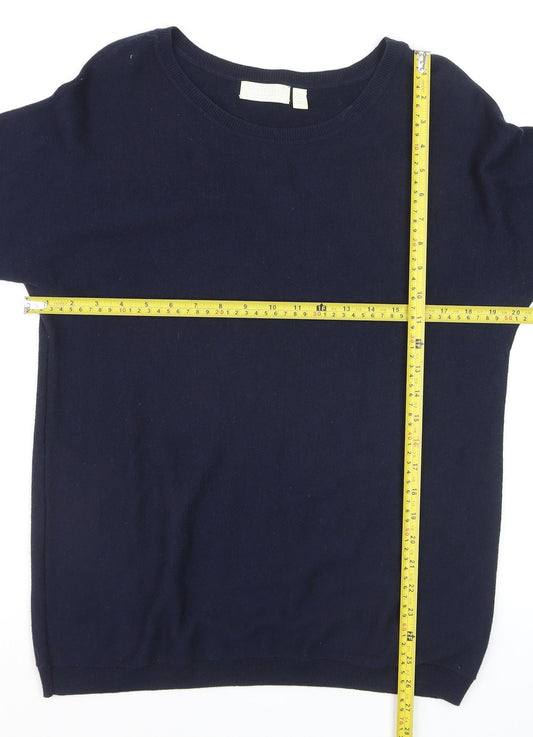The White Company Women Blue Size 14 Crew Neck Wool Blend Jumper
