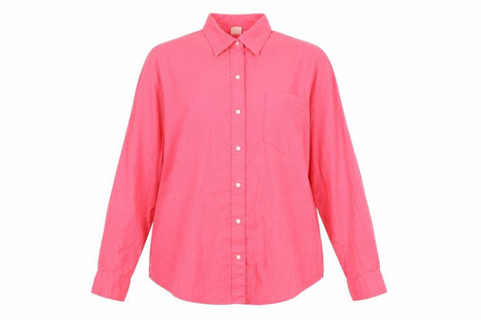 GAP Women’s Pink Linen Long Sleeve Button-Up Shirt L