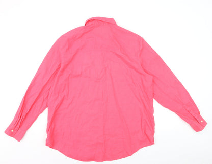 GAP Women’s Pink Linen Long Sleeve Button-Up Shirt L