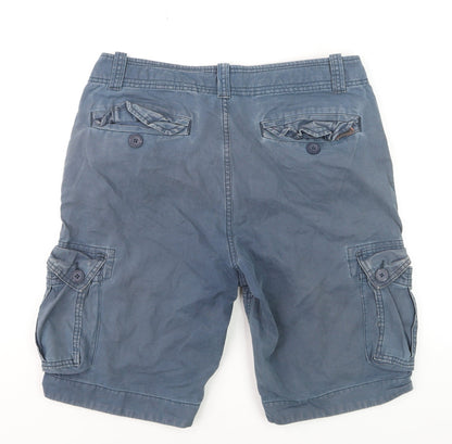 Superdry Men Blue Cargo Shorts Size L Cotton Casual Summer