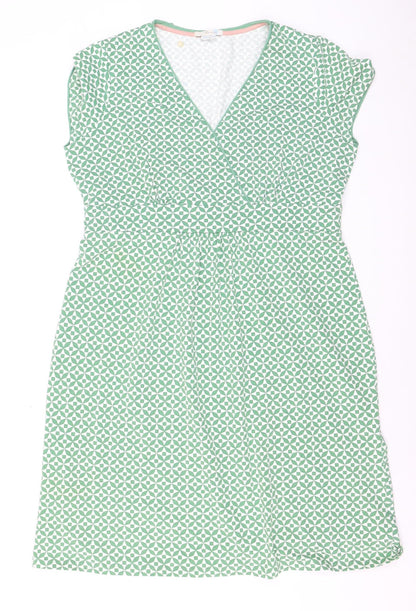 Boden Women Green Geometric Jersey Wrap Dress Size 18