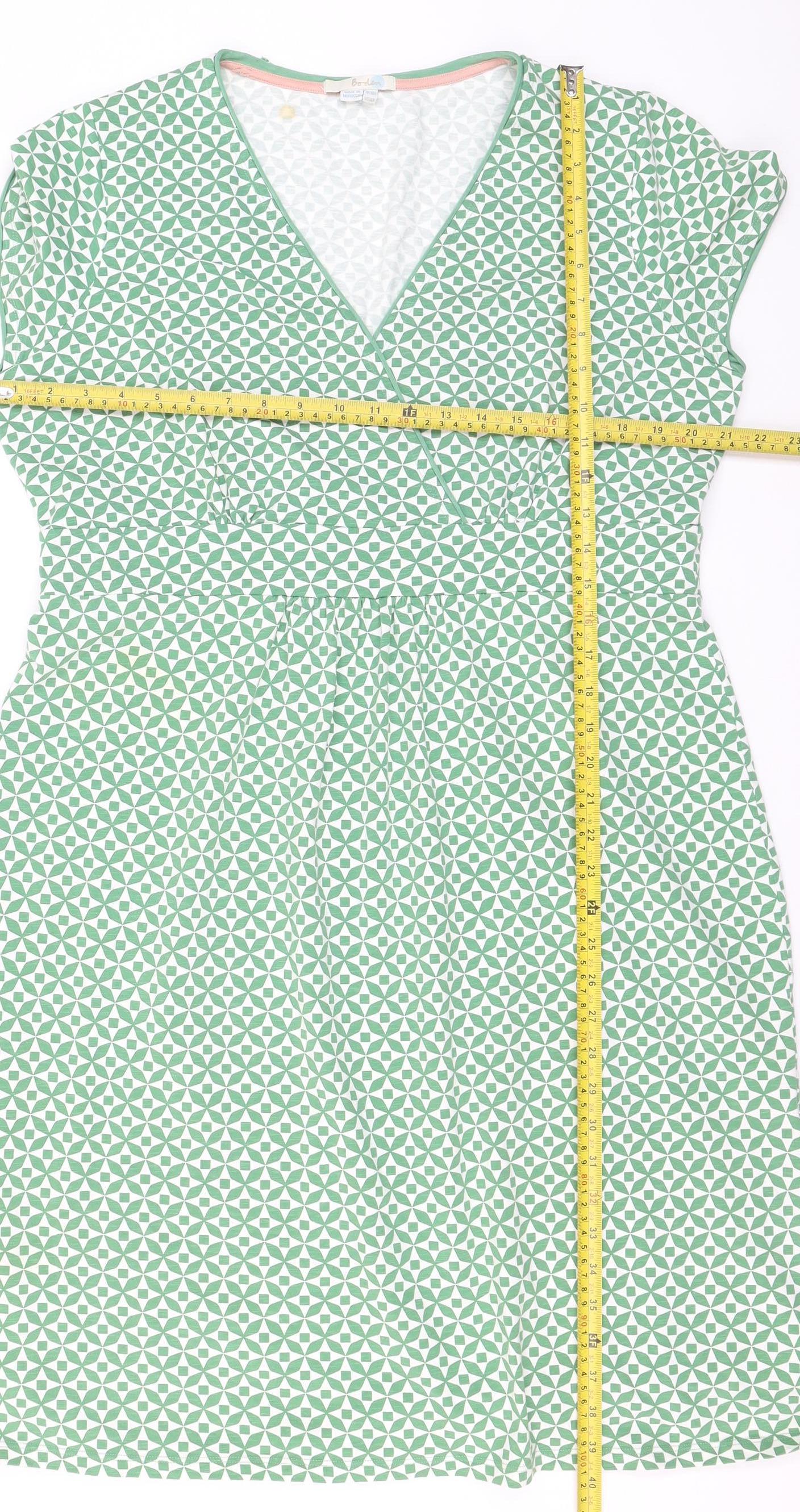 Boden Women Green Geometric Jersey Wrap Dress Size 18