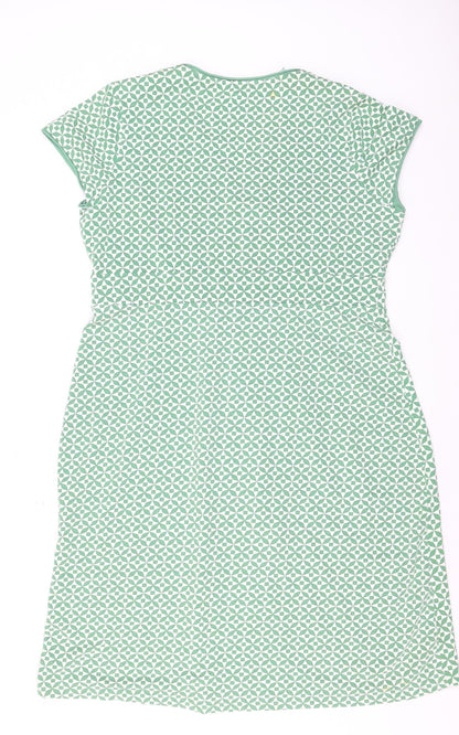 Boden Women Green Geometric Jersey Wrap Dress Size 18