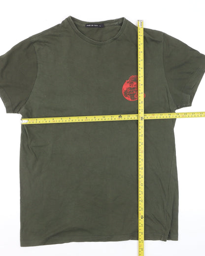 Friend or Faux Men's Green Graphic Tiger Print Cotton T-Shirt L