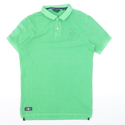 Superdry Men's Green Embroidered Short Sleeve Polo Shirt Size S