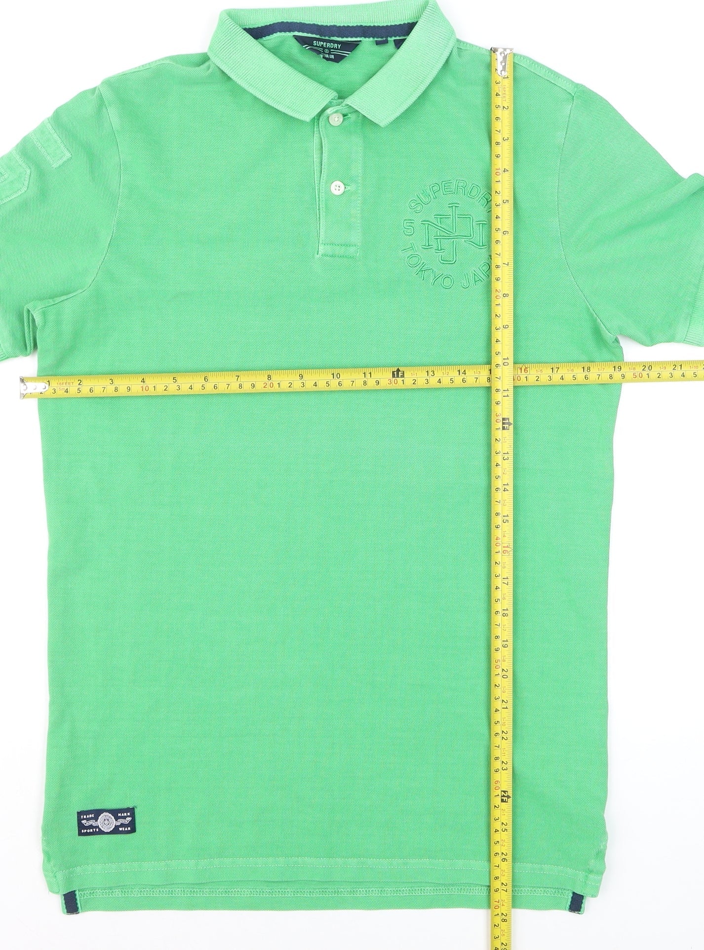 Superdry Men's Green Embroidered Short Sleeve Polo Shirt Size S