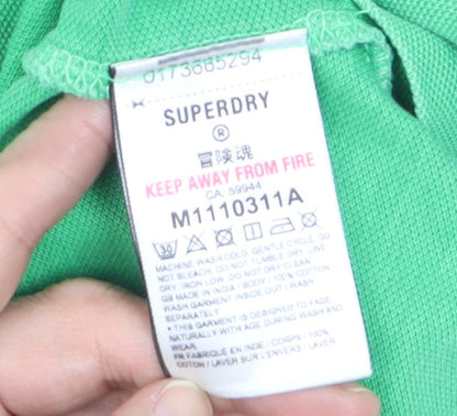 Superdry Men's Green Embroidered Short Sleeve Polo Shirt Size S
