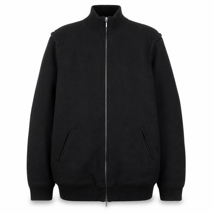 Piazza Sempione Men's Black Wool Bomber Jacket XL Zip Up
