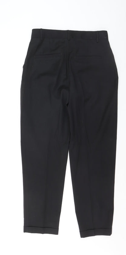 FIVEUNITS Women's Black Slim Fit Wool Blend Tapered Trousers Size 31