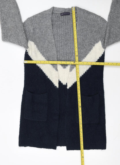 Marks and Spencer Womens Grey Navy Colour Block Cardigan Small Knit