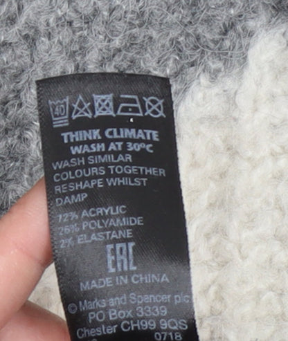 Marks and Spencer Womens Grey Navy Colour Block Cardigan Small Knit