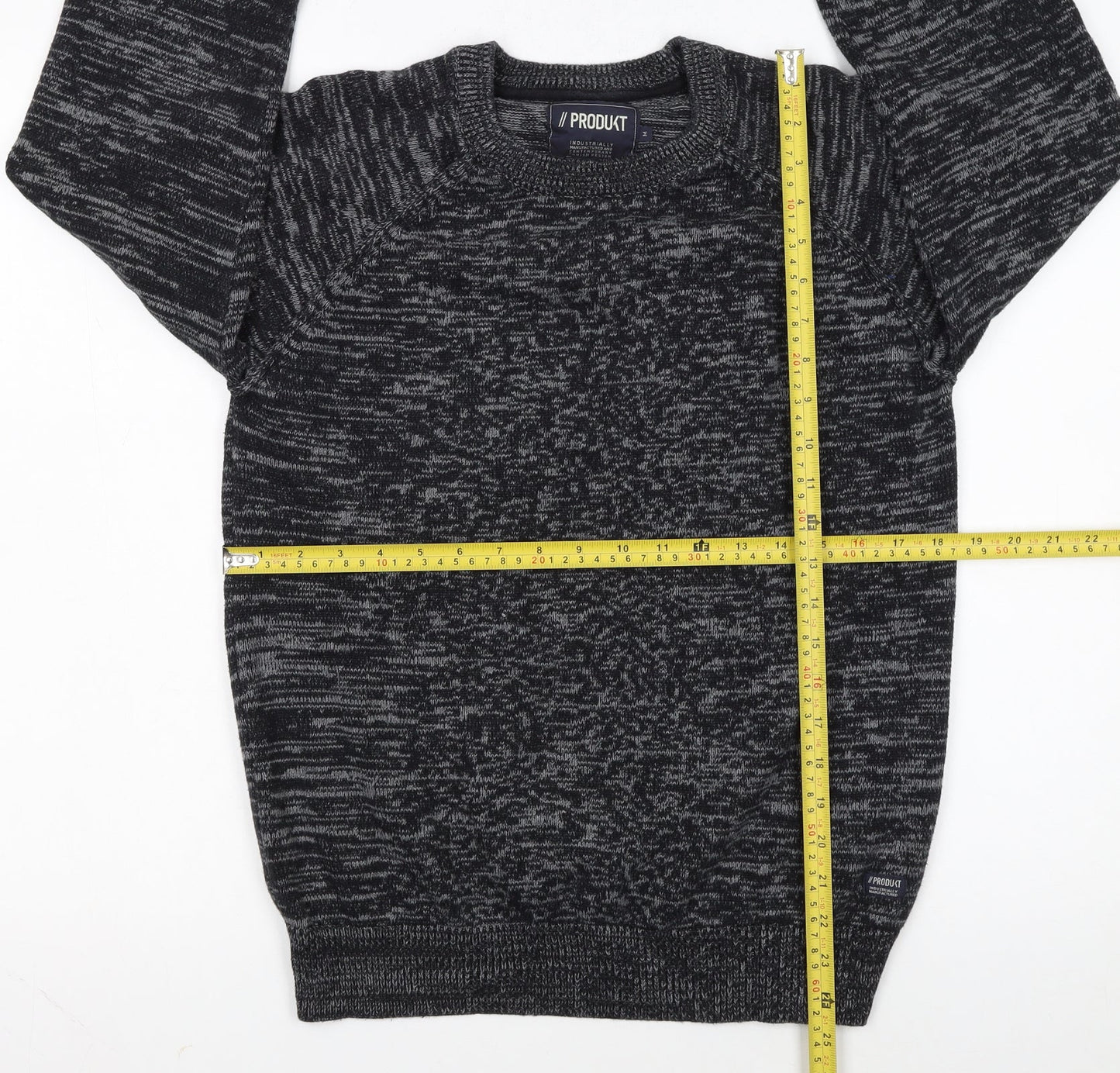 PRODUKT Men's Grey Cotton Crew Neck Knit Jumper Size M