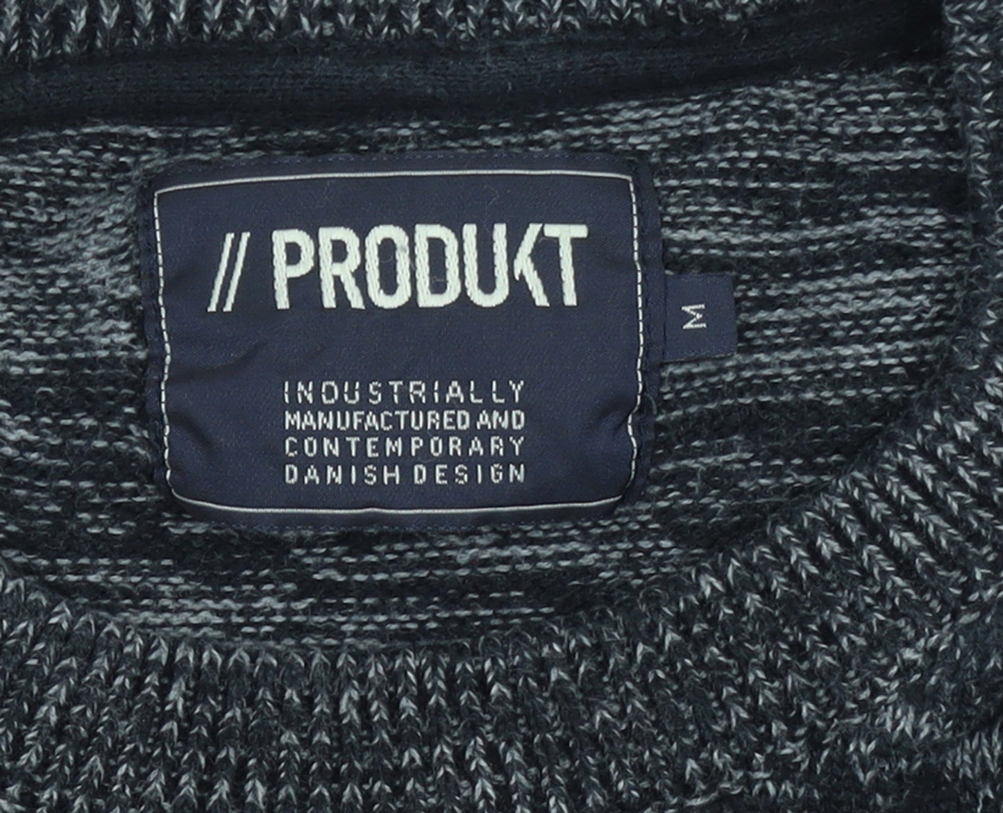 PRODUKT Men's Grey Cotton Crew Neck Knit Jumper Size M