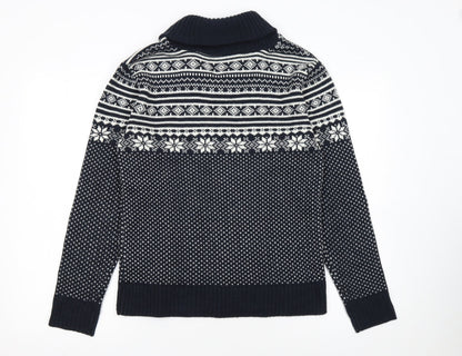 Cedarwood State Men’s Blue Fair Isle Roll Neck Jumper Size S