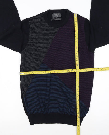 Marks and Spencer Men's Multicoloured Geometric Crew Neck Jumper S Slim Fit