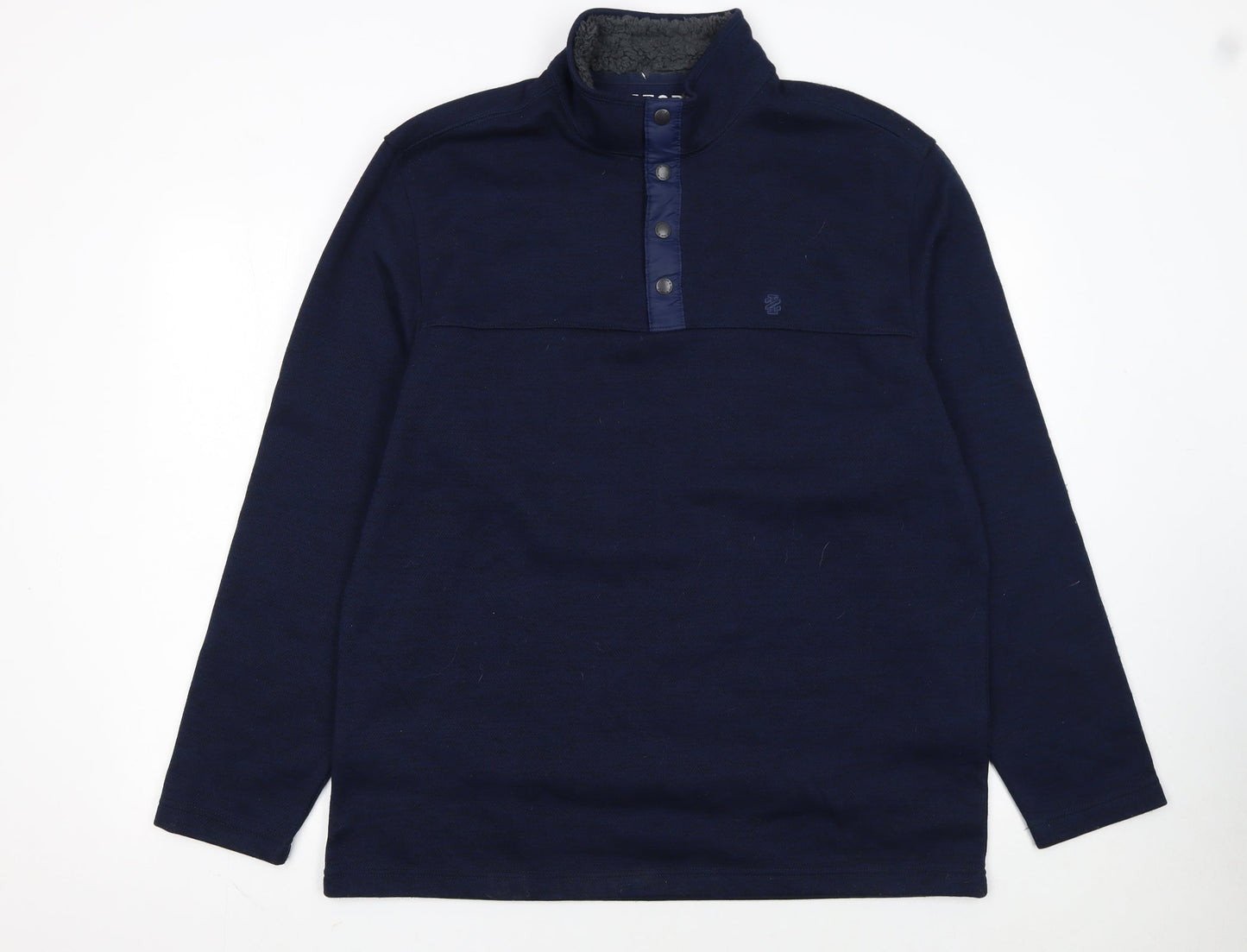 IZOD Men's Blue Fleece-Lined Henley Sweatshirt Size L