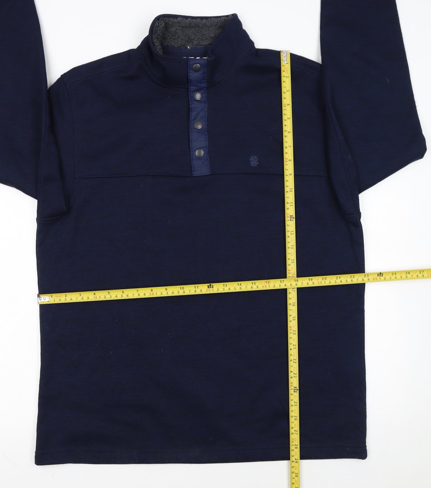 IZOD Men's Blue Fleece-Lined Henley Sweatshirt Size L