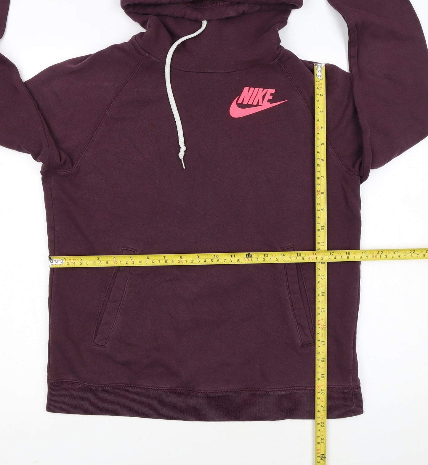 Nike Womens Burgundy Pullover Hoodie Size M Cotton Blend