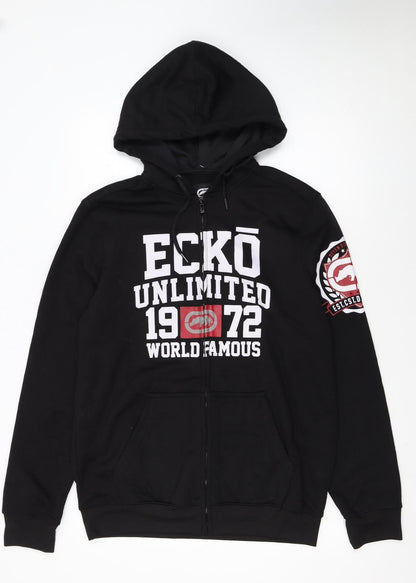 Ecko Unltd Men’s Black Full Zip Hoodie Medium Graphic Print