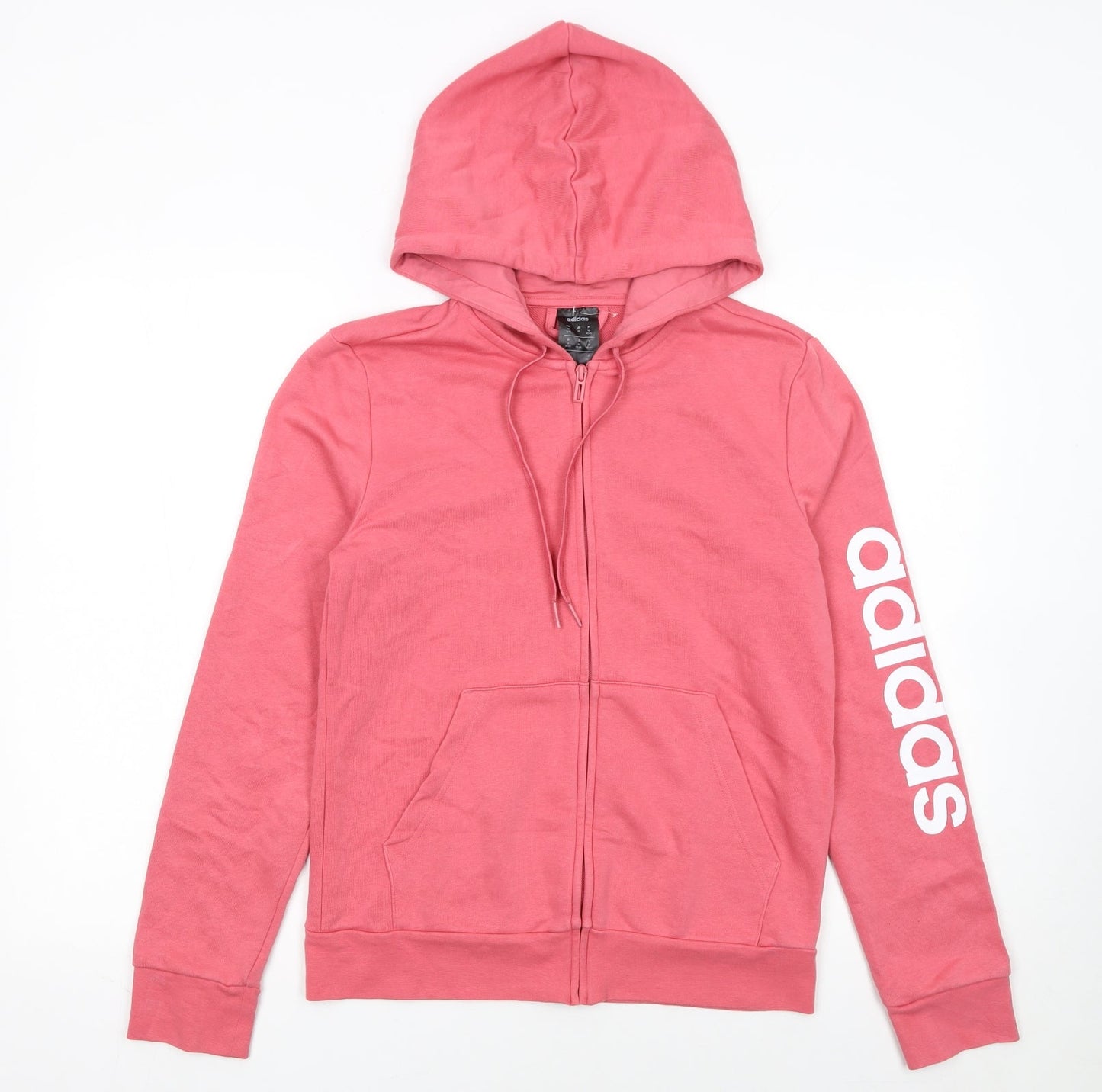 Adidas Women Pink Full Zip Hoodie Size M 12-14 Cotton Blend