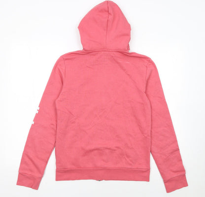 Adidas Women Pink Full Zip Hoodie Size M 12-14 Cotton Blend