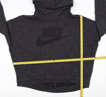 Nike Women's Black Pullover Hoodie M Cotton Logo Sportswear
