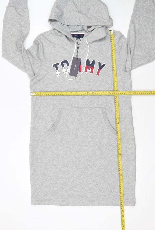 Tommy Hilfiger Women’s Grey Hoodie T-Shirt Dress M Casual Logo