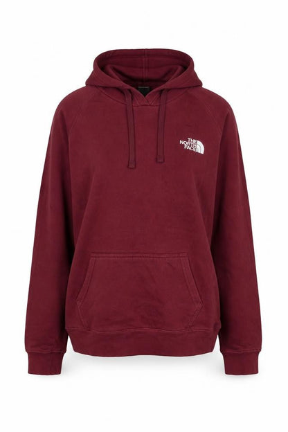 The North Face Womens Red Pullover Hoodie L Cotton Blend Logo Sweatshirt