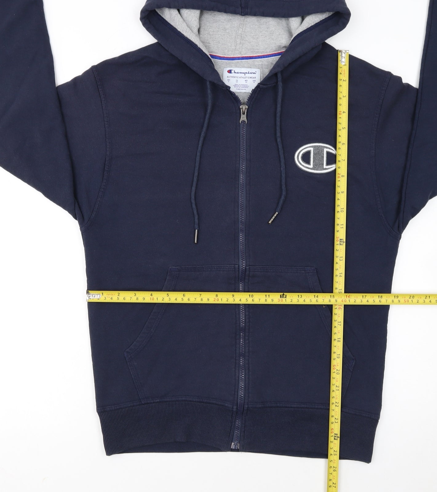 Champion Men's Blue Full Zip Hoodie S Regular Fit Athletic